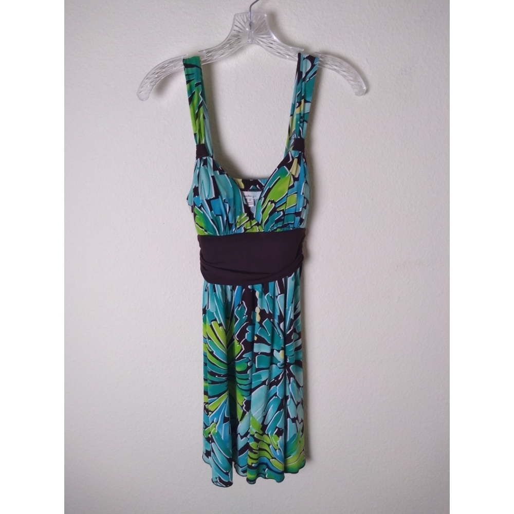 Speechless Teal Blue Green Brown Floral Sundress